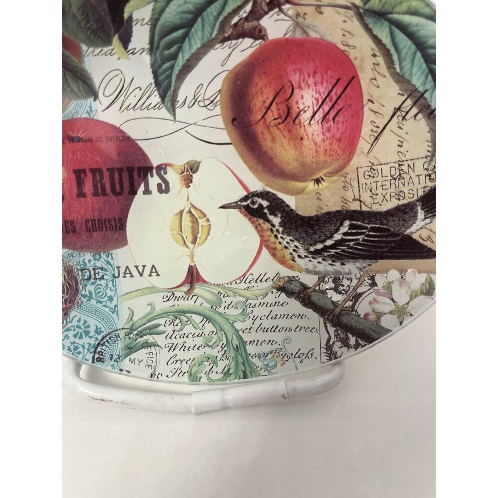 Trinket/Soap Dish Michel Designs Glass Fleurs, Fruits Oval 6'